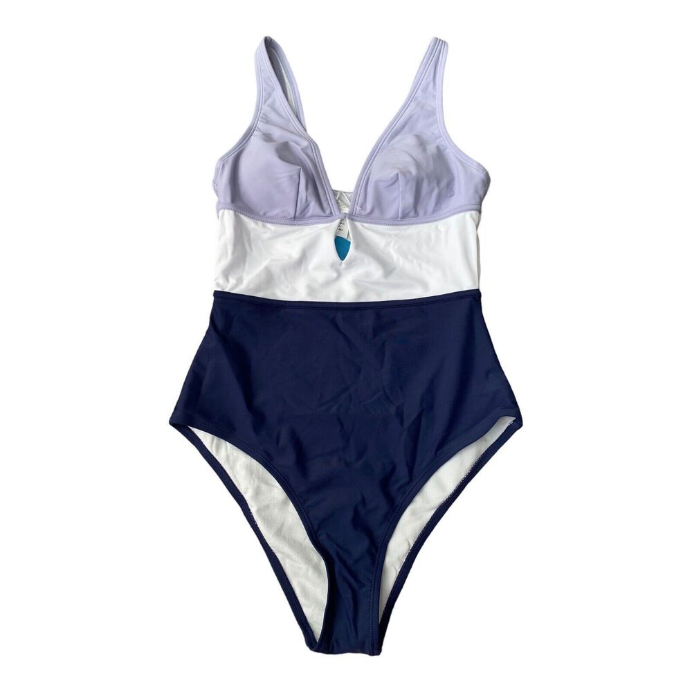 Cupshe Women's Swimsuit Size Small One Piece V Neck Keyhole Cutout Color Block - Picture 3 of 8